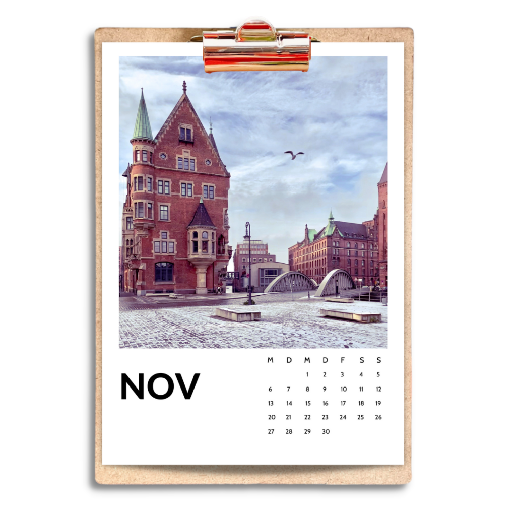 Hamburg Kalender 2023 von Frau Elbville Speicherstadt St. Annen