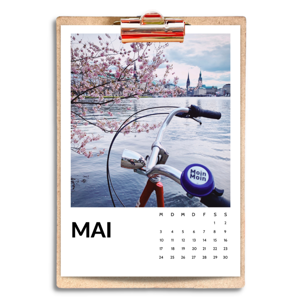 Hamburg Kalender 2023 von Frau Elbville Binnenalster Kirschblüte